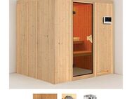 Karibu Sauna Dima, BxTxH: 196 x 170 x 198 cm, 68 mm, (Set) 3,6-kW-Bio-Plug & Play Ofen mit externer Steuerung