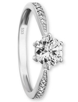 ONE ELEMENT Goldring Zirkonia Ring aus 333 Weißgold, Damen Gold Schmuck
