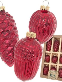 Krebs Glas Lauscha Christbaumschmuck Antikes Glas Nüsse & Zapfen (9-tlg), Christbaumschmuck aus Glas, mundgeblasen, handgefertigt, Zapfen
