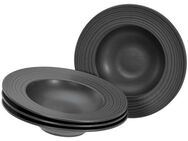 CreaTable Pastateller Lava Stone Black, Pasta Gourmetteller Set 4-tlg, (4 St), Seidenmatte Glasur
