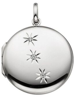 JOBO Medallionanhänger Anhänger Medaillon rund, 925 Silber mit 3 Zirkonia