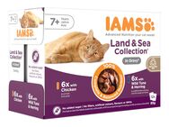 36 + 12 gratis! 48 x 85 g IAMS Advanced Nutrition - Senior 7+ Land & Sea Collection in Sauce Mixpaket 1 (2 Sorten)
