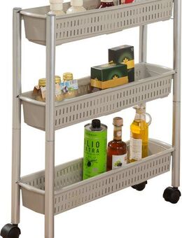 Ruco Rollwagen, für die Nische, mt drei geräumigen Körben, Aluminium/Kunststoff