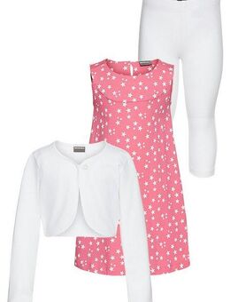 KIDSWORLD Bolero, Kleid & Leggings 3tlg. Set, Komplett Outfit mit Sternenmuster (Set, 3-tlg) mit niedlicher Bolero-Jacke
