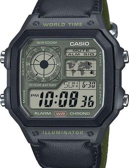 CASIO TIMELESS COLLECTION Chronograph AE-1200WHUB-3AVEF, Quarzuhr, Armbanduhr, Herrenuhr, Digitaluhr, Textilarmband