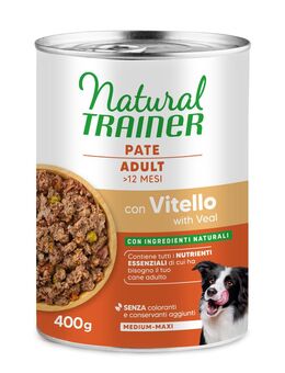 10 + 2 gratis! 12 x 415 g / 400 g Natural Trainer - Pate Medium & Maxi Adult Kalbfleisch 12 x 400 g