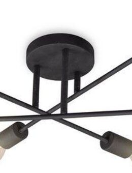 B.K.Licht LED Deckenleuchte, ohne Leuchtmittel, Warmweiß, LED Vintage-Leuchte Deckenlampe Retro Industrial E27 schwarz rustikal