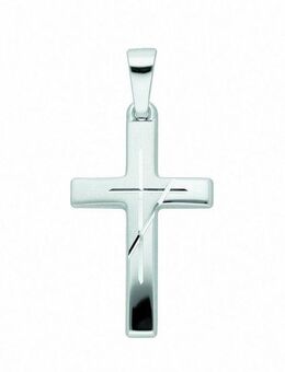 Adelia´s Kreuzkette Halskette - 333 Weißgold Kreuzkette mit Kreuz Anhänger aus, Schmuckset mit bis 45 cm stufenlos verstellbarer 925 Silber Halskette