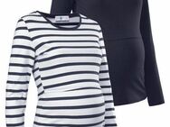 Neun Monate Umstandsshirt, 2er Pack Shirts für Schwangerschaft und Stillzeit (Packung, 2-tlg) Langarm, figurbetont, unifarben oder geringelt