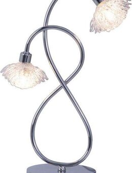 näve LED Tischleuchte Flower, LED wechselbar, Warmweiß, klare blütenförmige Schirme, 2flg., G9 LED Leuchtmittel, chromfarben