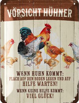 Blechschild Vorsicht Hühner - Lanolu 15x20 cm - Berlin