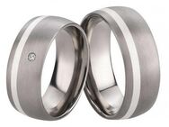 Breite Titanringe mit Silber T058 mit Stein - Aholming