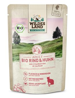 Wildes Land Bio 12 x 85 g - Bio-Rind & Bio-Huhn mit Bio-Cranberries