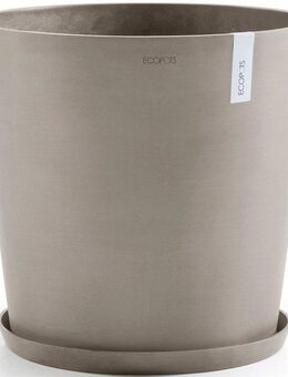 ECOPOTS Blumentopf Amsterdam 50 + Wassersystem Taupe, für innen und außen: frostsicher, bruchsicher und lichtbeständig