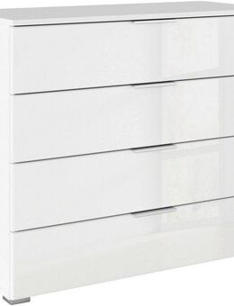rauch Schubkastenkommode Sideboard Schubladenkommode Schubladenkommode AGORDO mit Glasfront (in zwei Griff-Farben, Breite 80 cm), vier große und geräumige Schubladen mit viel Stauraum MADE IN GERMANY