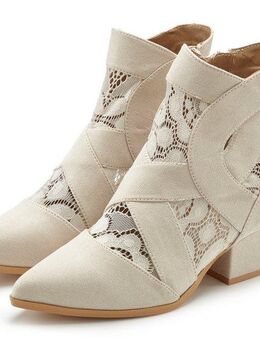 LASCANA Stiefelette mit Spitze & bequemen Blockabsatz, Cowboy Boots, Westernstiefel