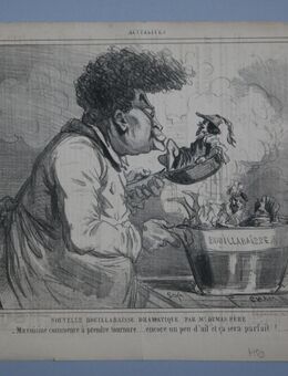 Karikatur : Nouvelle bouillabaisse dramatique par M. Dumas pere., No. 594 , 1858 , von Cham 1818 - 1879 , M33 - Görlitz