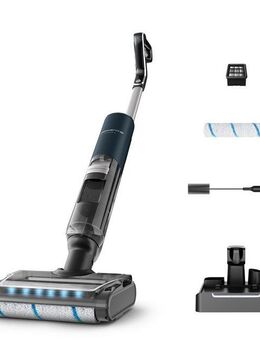 Rowenta Nass-Trocken-Sauger X-Clean 7, Saugen und Wischen, LED-Display, 180° abflachbares Design, 250 W, beutellos, selbstreinigend, selbstfahrendes Walzensystem, für Hartböden, GZ5735