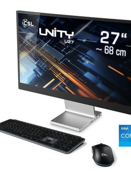CSL Unity U27 Gaming-PC (27 Zoll, Intel Core i5 1235U, Intel Iris Xe 80EU Graphics, 96 GB RAM, 1000 GB SSD, passiver CPU-Kühler)