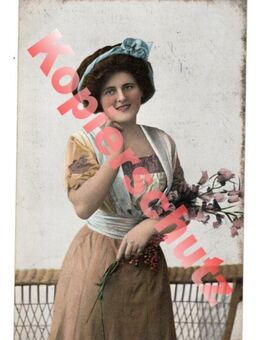Alte Grußkarte „Blumenfrau“, gelaufen 1911 - Landsberg