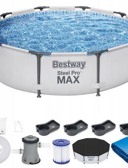 BESTWAY Steel Pro Max Frame Pool Set rund 305x76cm mit Filteranlage im XXL Starter Set - Wuppertal