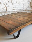 shabby Salon Sofa Couch tisch upcycling paletten rollwagen Loft Factory Style Rollpalette DDR Holztisch in 06198