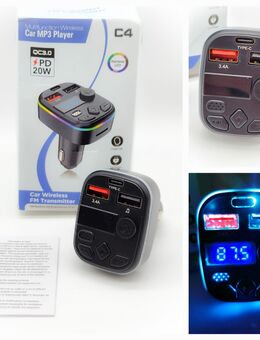 3in1 Bluetooth FM Transmitter mit LED KFZ Ladegerät Neu - Neumünster