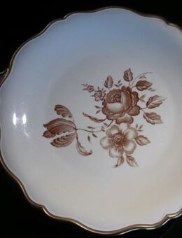 Zeh Scherzer Porzellan Kuchenteller Gebäckteller Teller 33 cm Griffe braune Rosen Gold Retro Vintage 12,- - Flensburg
