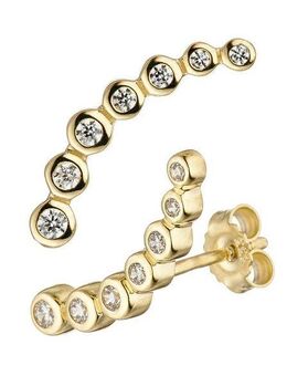 JOBO Paar Ohrstecker Ohrringe mit 14 Zirkonia, 333 Gold
