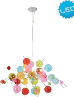 näve Pendelleuchte Explosion, ohne Leuchtmittel, bunte Glaskugeln in 2 Größen, exkl. 10 x G9, H: ca. 150cm, D: 98cm