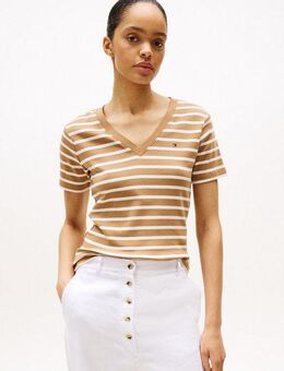 Tommy Hilfiger T-Shirt SLIM CODY V-NK SS mit V-Ausschnitt und Streifen gestreift, casual, slim fit, Baumwolle, V-Ausschnitt