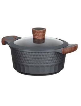 RESTO Kitchenware Kochtopf Capella, Schmortopf antihaftbeschichtet und spülmaschinenfest, Aluminiumguss (2-tlg), mit Glasdeckel und stoßdämpfendem Silikonrand, im Geschenkkarton