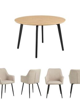 ACTONA GROUP Esszimmer-Set Essgruppe, Speisetisch mit Wohnzimmerstühlen, (Set, 5-St., 1x Tisch + 4x Stühle), 1x Tisch + 4x Stühle