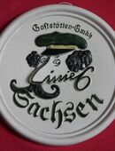 Relief , Werbung , Restaurant Linie 6 in Dresden , Sachsen , Gastronomie , Keramik , DDR , Straßenbahn in 02828