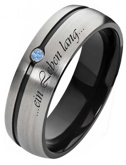 Damenring Titanring DT133 schwarz / Zirkonia blau - Aholming