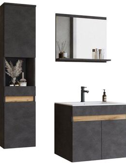 welltime Badmöbel-Set COIN, (Set, 3-St), grifflose Badmöbel-Set, 3 Dekorplatten in verschiedenen Farben