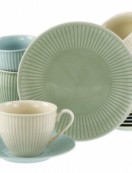 CreaTable Kaffeeservice Valencia Pastell, Kaffee-Service 18-tlg (18-tlg), 6 Personen, Porzellan, Elegant, Boho Chic