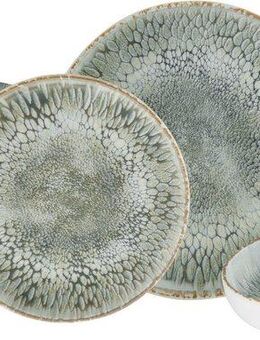 CreaTable Teller-Set Uno Volcano, Tellerset 12-tlg (12-tlg), 4 Personen, Steinzeug, Reaktivglasur, Vintage Style