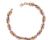 Armband bicolor halbmassiv gedreht 750 Gold 19 cm - gebraucht 8,22 g - Ingelheim (Rhein) Zentrum