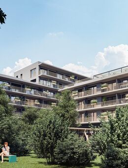2-Zi-Wohnung mit großen Fensterfronten u. breitem Balkon zum grünen Innenhof - München
