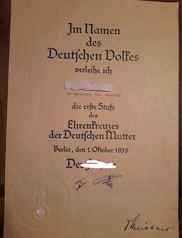 Gut erhaltenes Schriftstück / Urkunde abzugeben - Lohmar