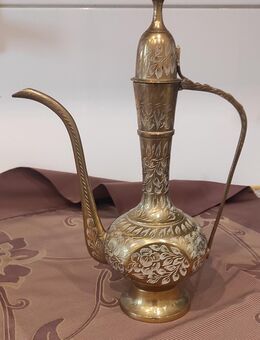 Orientalische Mokka Kanne graviertes Blumenmuster Messing - Köln