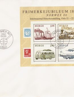 Norge-Briefmarken-Block auf Umschlag 1980 (1) Ersttagsstempel [405] - Hamburg