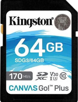 Kingston Canvas Go Plus SD 64GB Speicherkarte (64 GB, Video Speed Class 30 (V30)/UHS Speed Class 3 (U3), 170 MB/s Lesegeschwindigkeit)
