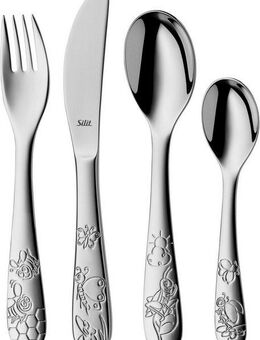 Silit Kinderbesteck Trend (4-tlg), Edelstahl 18/10, 4-teilig, poliert, Crominox: Edelstahl 18/10, ab 3 Jahren