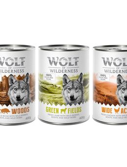Wolf of Wilderness Adult - Mixpaket - 6 x 400 g: Wildschwein, Huhn, Lamm