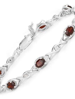 Vira Jewels Armband 925-Sterling Silber rhodiniert Glänzend Granat bordeaux
