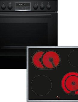 BOSCH Elektro-Herd-Set HND671LS67, mit Backwagen, Pyrolyse-Selbstreinigung, Backwagen mit ausziehbarer Tür für bequemes Kochen & Backen