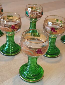 Weingläser Trompetenfuß Römer, 6 Stück, Strass, Goldrand - Eisenberg (Bayern)