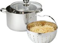 BEYOND Topf-Set, Edelstahl 18/8 (Set, 3-tlg., 1 Kochtopf mit Glasdeckel Ø 24 cm, 1 Siebeinsatz Ø 21,5 cm), Kochen,Braten,Schmoren,Backen,Dünsten,Dämpfen,Blanchieren,Induktion